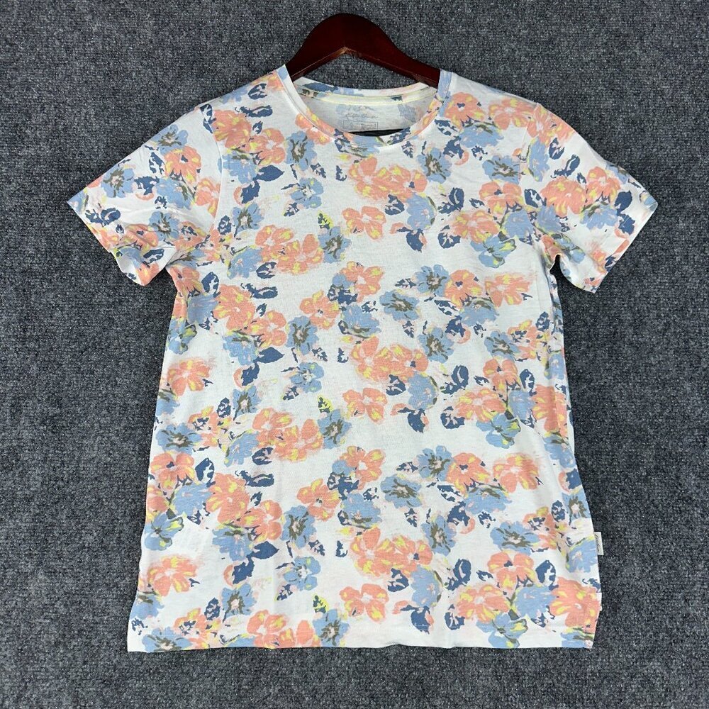 Eddie Bauer Travex Top Womens Small Floral Cotton Short Sleeve Tee Shirt